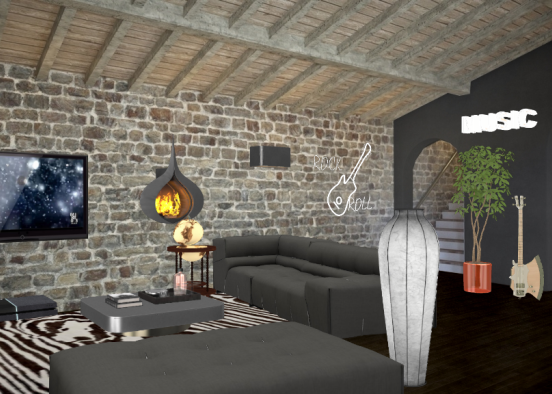 Basement living room  Design Rendering