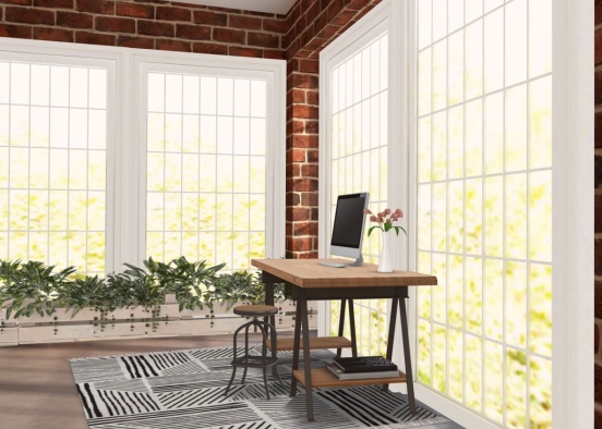 Cute Cozy Office Study Room Design Rendering