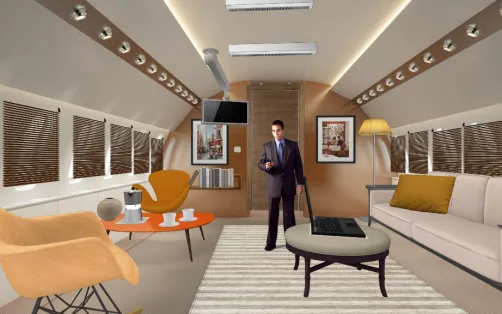 Private plane and office