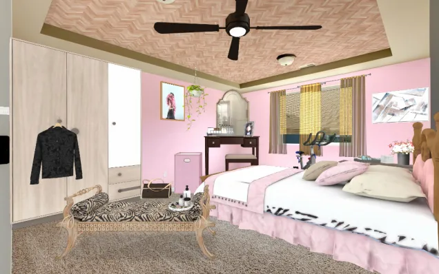 Tan and pink bedroom