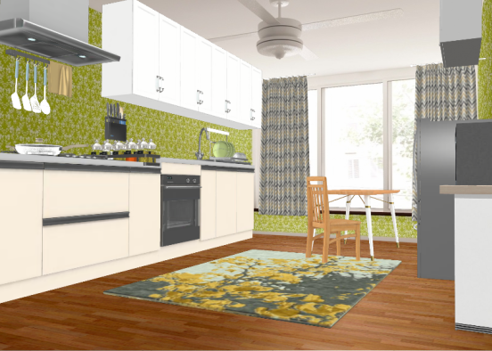 Small apartment kitchen Design Rendering