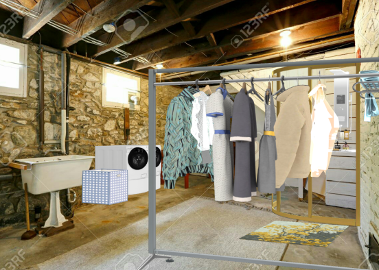 Basement laundry room Design Rendering