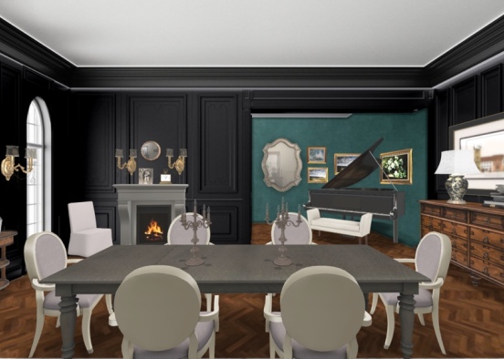 black dining room  Design Rendering