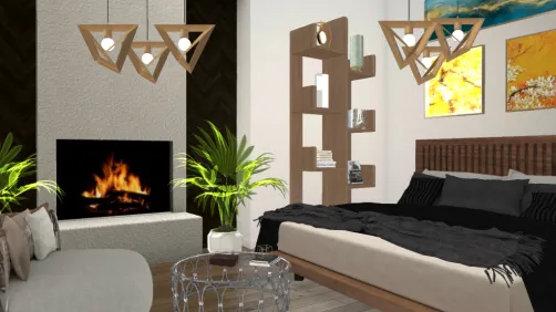 cozy bedroom with fireplace