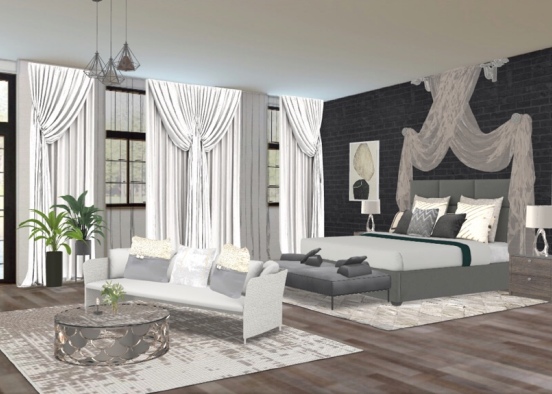 elegant glam master bedroom Design Rendering