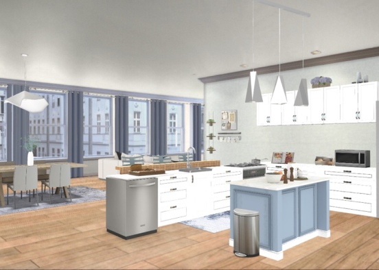 blue kitchen and dining💙 Design Rendering