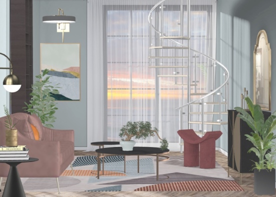 Colourful Livingroom Design Rendering