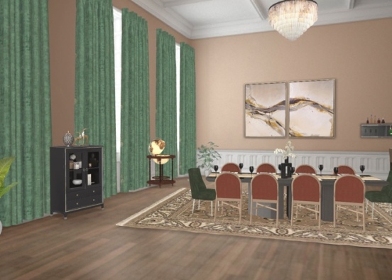 basic dining room with high ceiling  Design Rendering