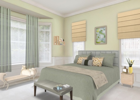 light green and yellow bedroom Design Rendering