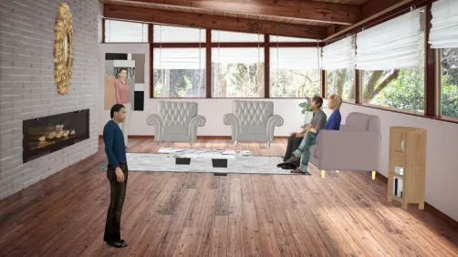 Junta de negocios en casa grande y linda 🌟