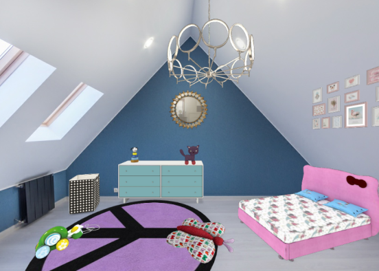 Детская комната для милой девочки. Design Rendering