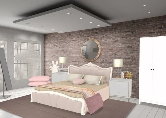bedroom (pink and white) Design Rendering
