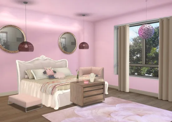 Pinky perfect bedroom Design Rendering