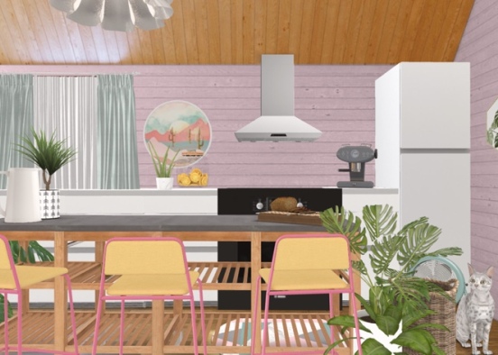 colorful kitchen Design Rendering