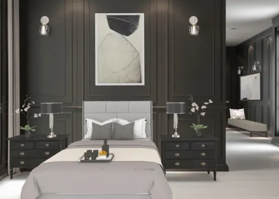 Dark Contemporary Bedroom Design Rendering