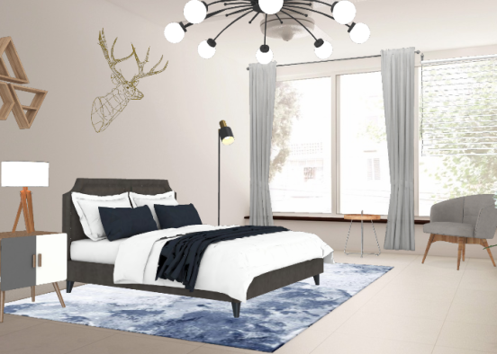Cool nordic simple bedroom  Design Rendering