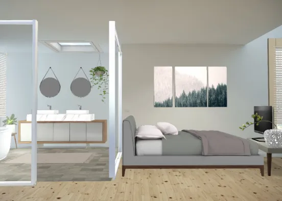 Luxury Bedroom With Bathroom Design Rendering
