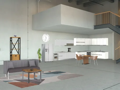 Open living room with kitchen