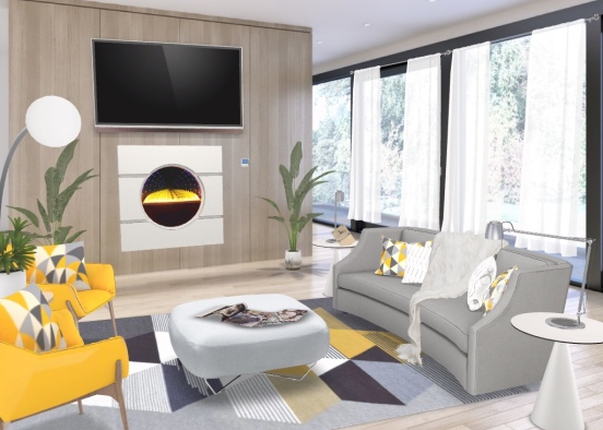 yellow triangle living space Design Rendering