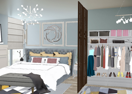 bed and dressing room Design Rendering