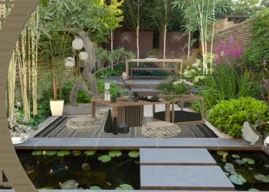 zen tea garden Design Rendering