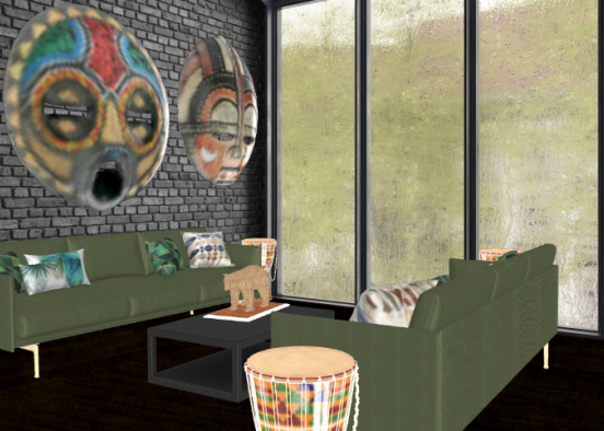 African styled Living room Design Rendering