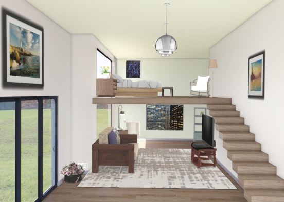 Living room and bedroom! Design Rendering