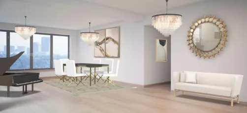 gold white and black dining room