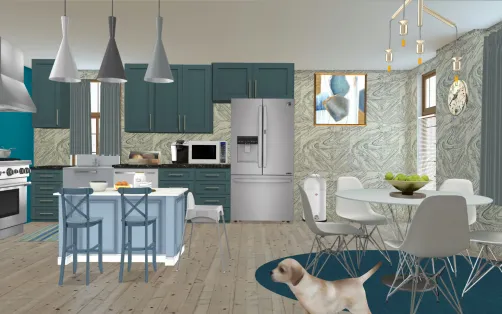 Teal kitchen