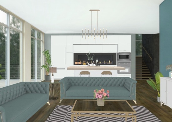kitchen-living room Design Rendering