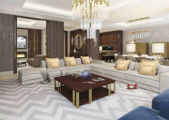 Luxurious Living Room Design Rendering