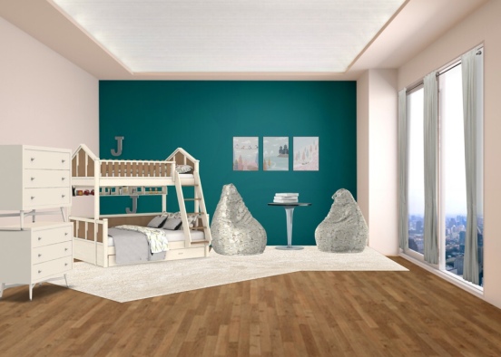 Modern Kids Bedroom  Design Rendering