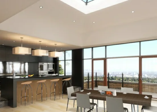 Kitchen and dining area with fresh and natural beauty.... Design Rendering