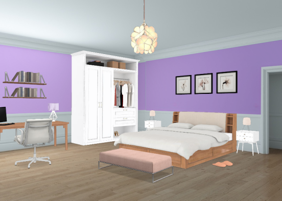 Camera da letto viola Design Rendering