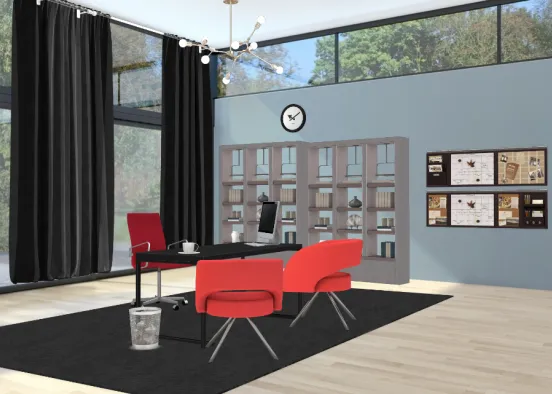 Ufficio rosso e nero Design Rendering