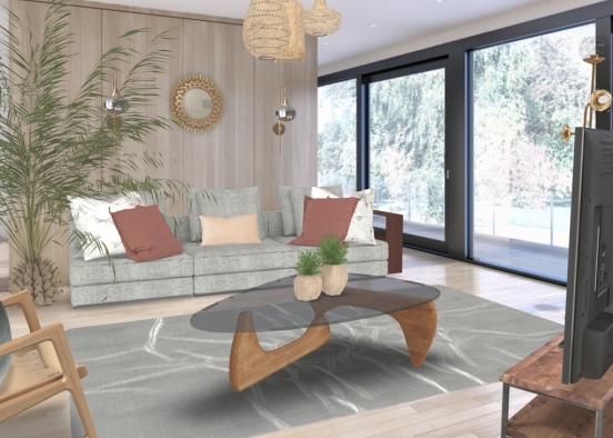 boho living room  Design Rendering