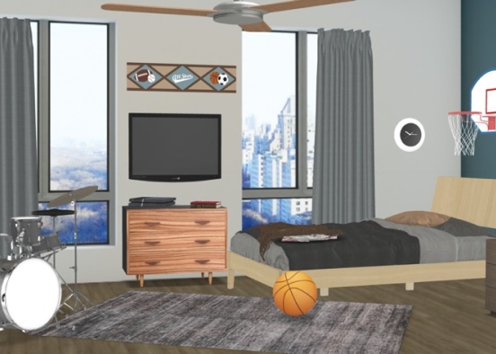 Modern Boys Bedroom Design Rendering