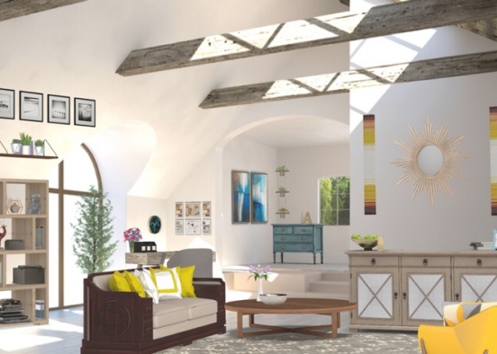 Bright Modern Living Space Design Rendering