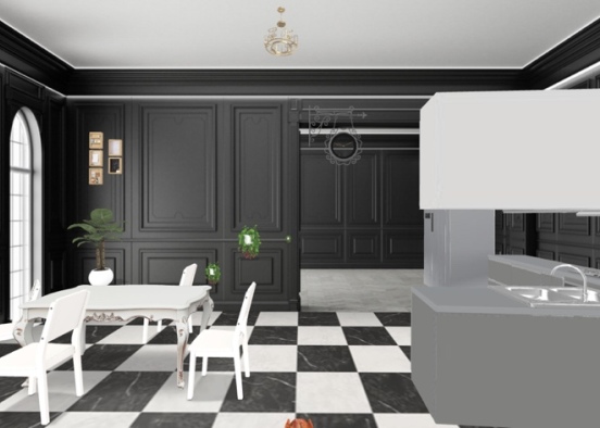 this is my vintage black and white kitchen please like and follow me  Design Rendering