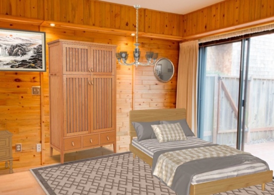 old wooden bedroom  Design Rendering