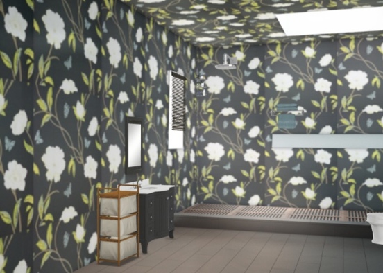 flowery bathroom  Design Rendering