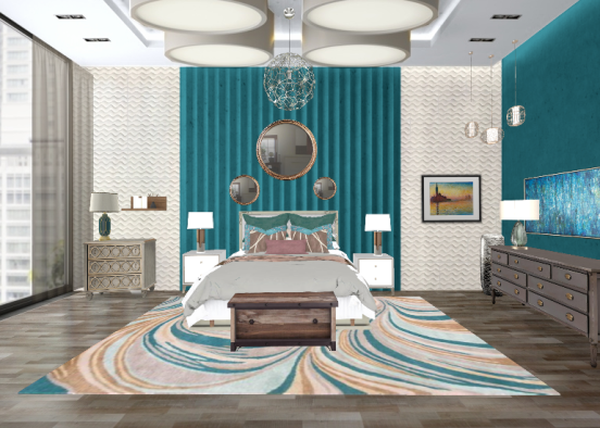 Teal Bedroom  Design Rendering