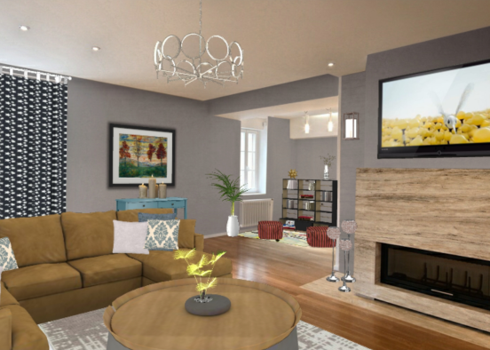 Living room with reading area Design Rendering