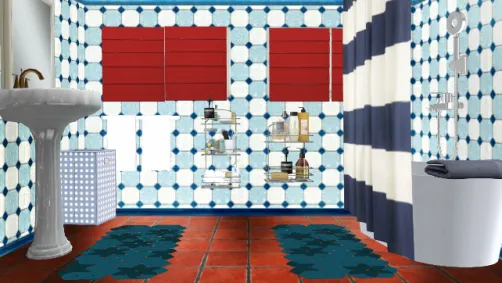 Red white blue bathroom 
