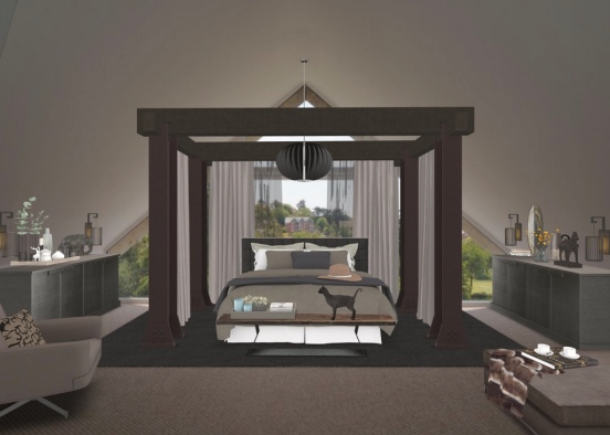 Attic guest bedroom  Design Rendering