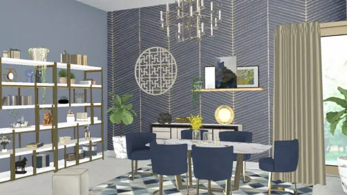 Diving room blue and gold