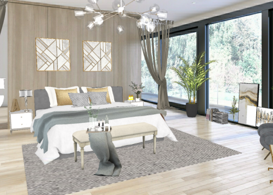 Gold and marmol bedroom Design Rendering