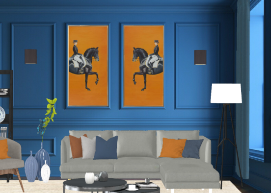 Orange and blue room Design Rendering
