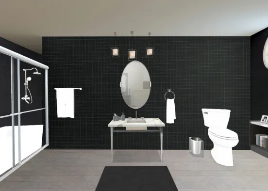 banheiro preto e branco Design Rendering