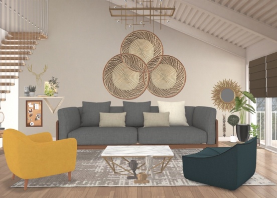 Boho Living Room  Design Rendering